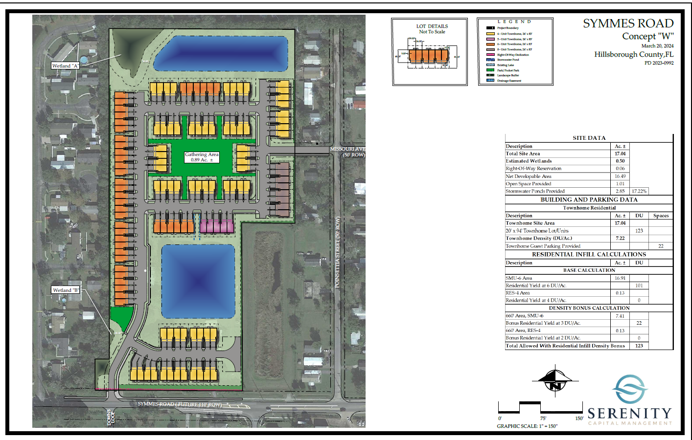 Symmes Road Concept &ldquo;W&rdquo; approved site plan &mdash; 123 townhome lots, Hillsborough County, FL